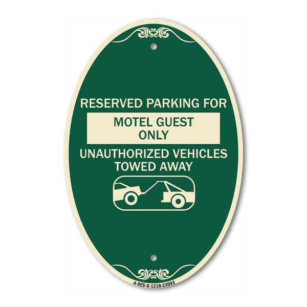 Signmission Reserved Parking for Motel Guest Only Unautho, 12 In X 18 In Architectural, Heavy Gauge Aluminum A-OV-G-1218-23093 - main