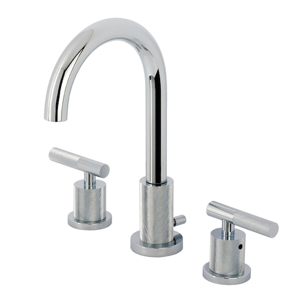 Kingston Brass Widespread Bathroom Faucet with Knurled Handle and Brass Pop-Up, Polished Chrome FSC8921KNL - main