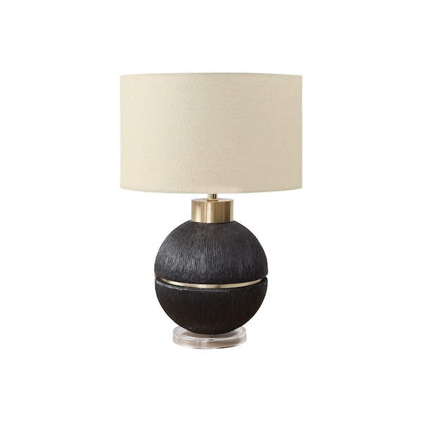 Monarch Specialties Lighting, 26"h, Table Lamp, Black / Gold Resin, Beige Shade, Contemporary, Modern I 9926 - main