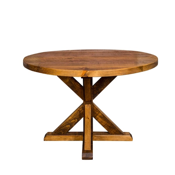 Homeroots 42" Brown Rounded Solid Wood Trestle Base Dining Table 518604 - main