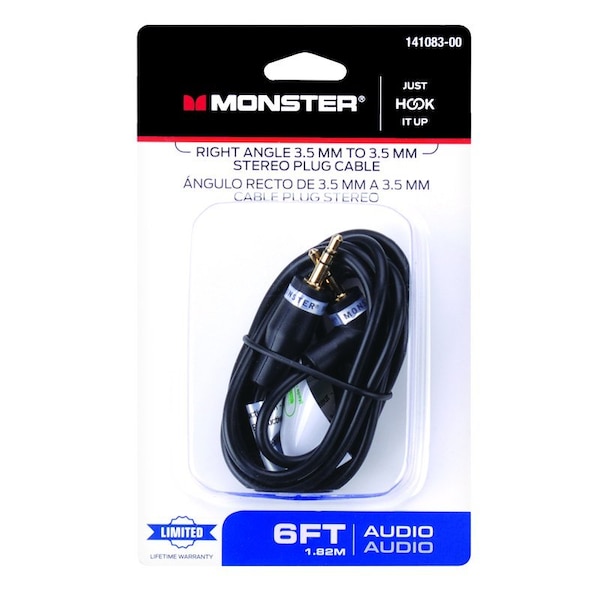 Monster Cable Just Hook It Up 6 ft. L Stereo Plug Cable 3.5 mm 141083-00 - main