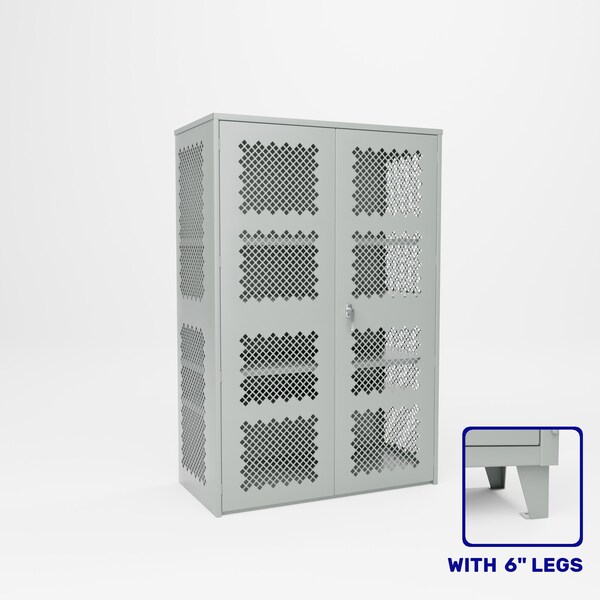 Pucel Heavy Duty Storage Cabinet with 6in Legs, Perforated Sides, 48in W x 78in H x 24in D, Light Blue HDSC-4872-24-4L-PERF - main
