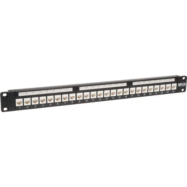 Tripp Lite 24-PORT CAT6 CAT5E PATCH PANEL LOW PROFILE FEED THROUGH RACKMOUNT RJ45 1U TAA N250-024-LP - main