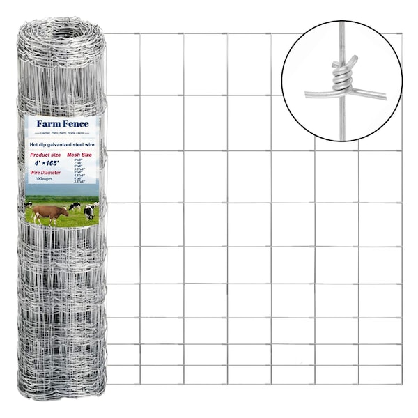 Edendirect 4 ft. x 165 ft. 10-Gauge Galvanized Livestock Fence, Cattle Fence Panels, Pig Fence Panels ED-X0043YSH7X - main