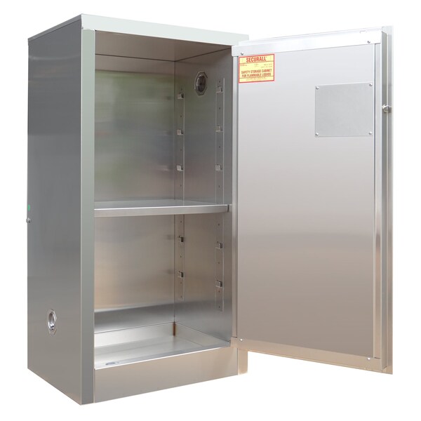 Securall Hazardous Material Storage Cabinet, 16 gal, 1 Shelves, Stainless Steel, 24 in W x 44 in H x 18 in D a110-ss - main