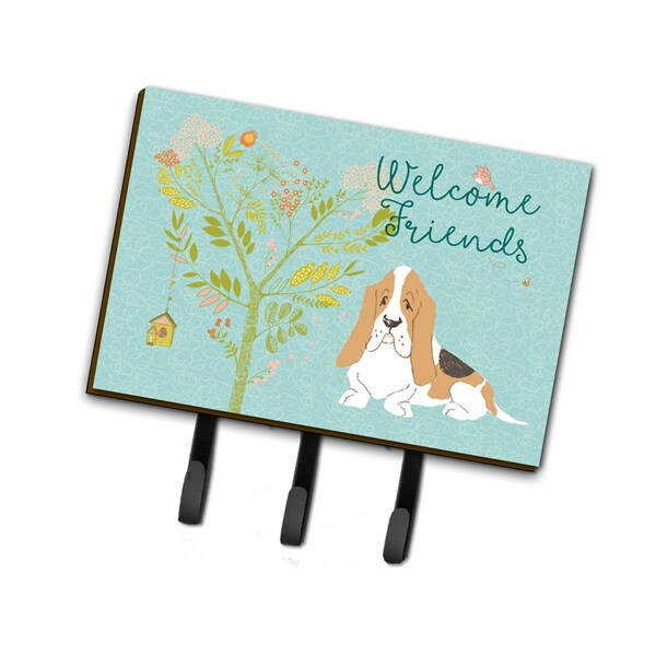 Carolines Treasures Welcome Friends Basset Hound Leash or Key Holder, 6 x 2 x 9 in. BB7600TH68 - main