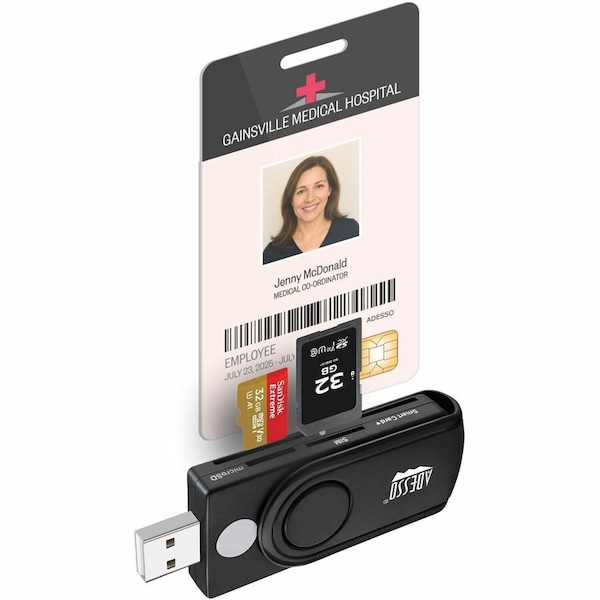 Adesso SCR-200 Smart Card Reader - Contact - USB 2.0 - Black - TAA Compliant SCR-200 - main