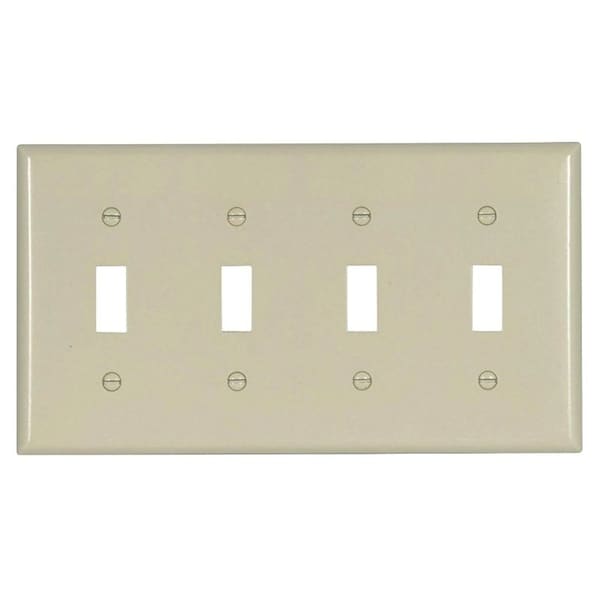 Eaton Wiring Devices Switch Wallplate, 4-1/2 in L, 8.19 in W, 4-Gang, Thermoset, Light Almond 2154LA-BOX - main