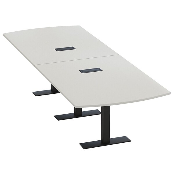 Skutchi Designs 10ft Arc Rectangle Conference Table With Power | Harmony Series | 10 Person Meeting Room Table HAR-AREC-48X120-T.BK-U779-EBLK - main