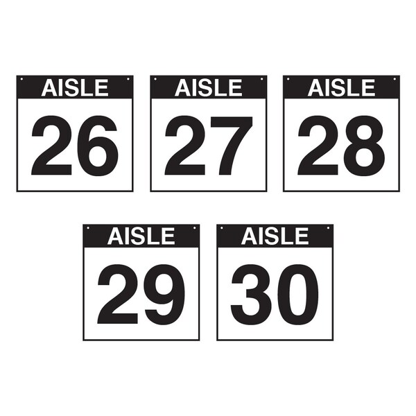 5S Supplies Warehouse Aisle 26-30 Sign - 12in x 12in - SINGLE - BRKT - PVC AISLE-26-30-12X12-SINGLE-BRKT - main