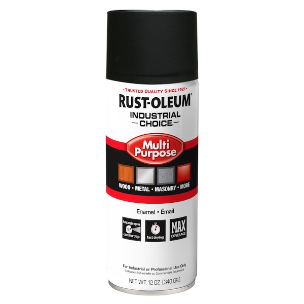 Rust-Oleum Spray Paint, Black, Ultra-Flat, Solvent, 12 oz 1676830V - main