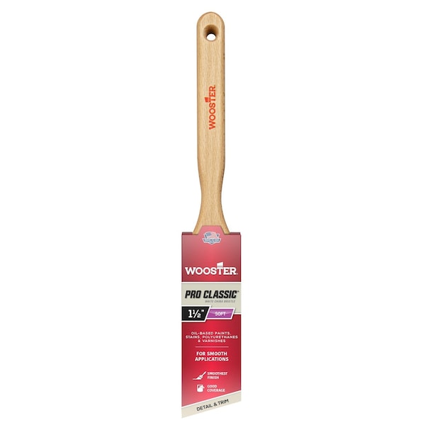 Wooster 1-1/2" Angle Sash Soft, White China Bristle, Paint Brush, Sealed Maple Wood Handle Z1222-1 1/2 - main