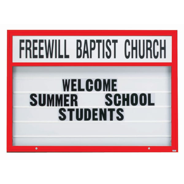 Aarco 72 in W, 52 in H, White Translucent Letterboard/Red Powder Coated Frame DMBM5272R - main