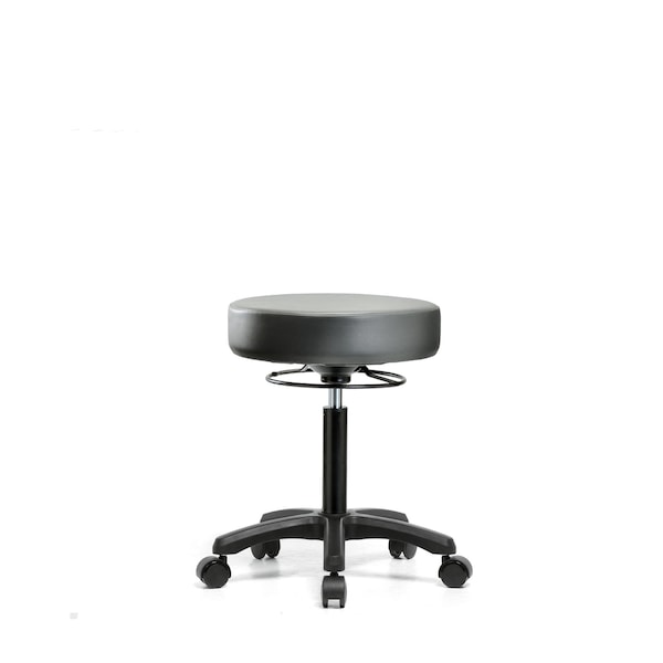Blue Ridge Ergonomics Vinyl Mini-Stool, Med Bench, Casters, Sterling BR-VMBMS-RG-NF-RC-8840 - main