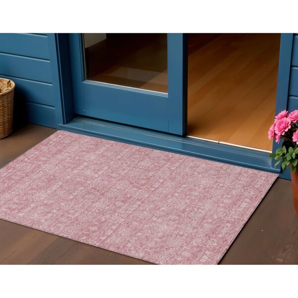 Homeroots 3' X 5' Blush Pink And Ivory Floral Washable Indoor Outdoor Area Rug 582332 - main