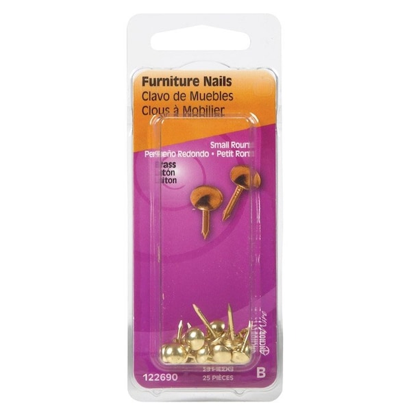 Hillman 7/16 in. Furniture Brass-Plated Brass Nail Round Head, 25PK 122690 - main