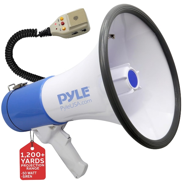 Pyle Pyle 50W Megaphone Bullhorn Speaker - Built-in Siren, Rechargeable, 10-Second Record Function PMP59IR - main