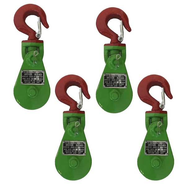 Mytee Products 2 Ton Snatch Block w/ SHACKLE Crane 3/8 Wire Rope Sheave Tow Axle Lift Truck, 4PK SB3-2x4 - main