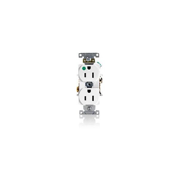 Leviton Electrical Receptacles Wh Rec Hg 2P3W B/S Wired 5-15R 15A125V 8200-HW - main