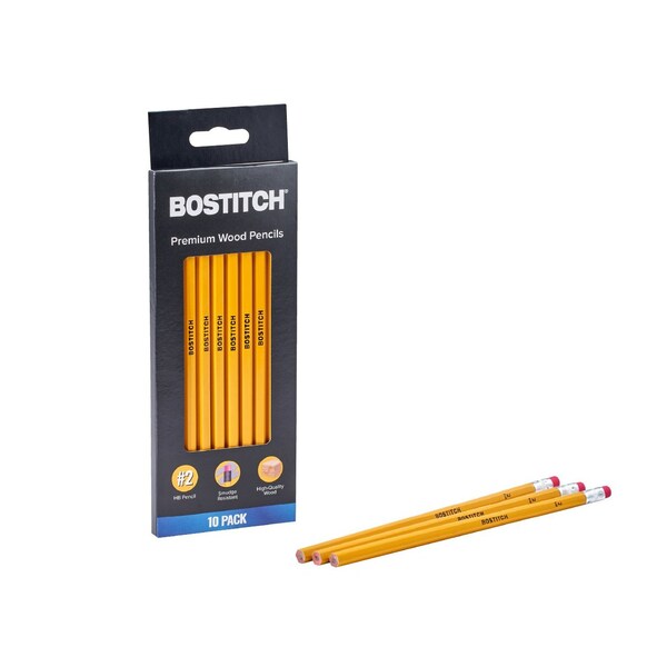 Bostitch Premium #2 Pencils, Premium Wood, Unsharpened, HB Graphite, 10-Pack PNC10Y-BOS - main