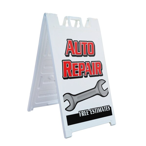 Signmission Auto Repair Free Estimates, A-Frame & 2 Decals Installed, Heavy-Duty Plastic Frame SBHD-D-2436-Auto Repair Free Estimates - main