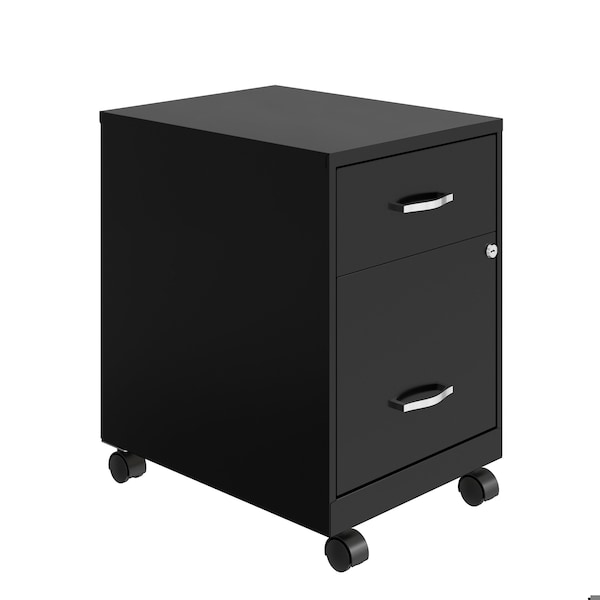 Space Solutions 14.25 in W 2 Drawer Mobile Vertical File Cabinet W/ Accessory Drawer, Black 25707 - main