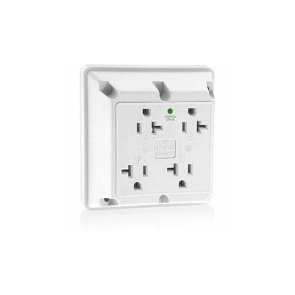 Leviton Straight Blade Receptacle, 5-20R, 20 A, 125V AC, 2 Pole, 3 Wire, Surface Mount, Single, White 21254-HW - main