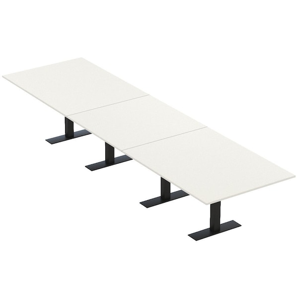Skutchi Designs 16ft Rectangular Conference Table With Power | Harmony Series | 16 Person Meeting Room Table HAR-REC-48x192-T.BK-W960-NA - main