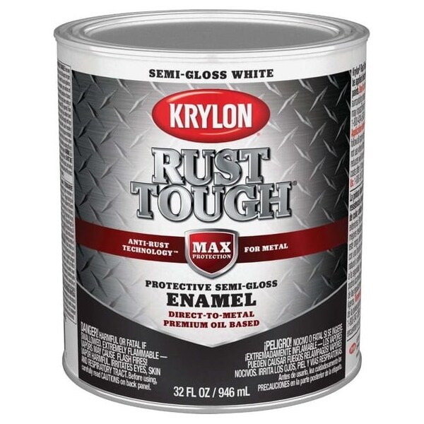 Krylon Rust Tough Oil-Based Semi-Gloss Rust Control Enamel, White, 1 Qt. K09708008 - main