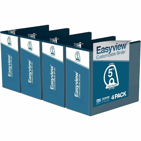 Davis Group Easyview Premium, Angle D Ring, Customizable, View Binder, (Navy Blue, 5"), PK4 8407-72-04 - main