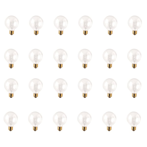 Bulbrite Incandescent Dimmable 25W Globe G25 Bulbs, Clear Glass, Medium E26 Screw Base, 2700K, 24PK 861093 - main