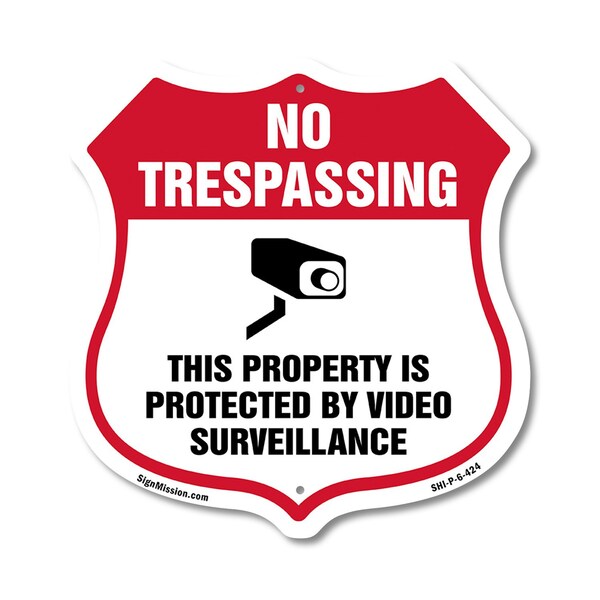 Signmission No Trespassing Shield Sign This Property, 6 Inch X 6 Inch, Plastic Sign SHI-P-6-424 - main