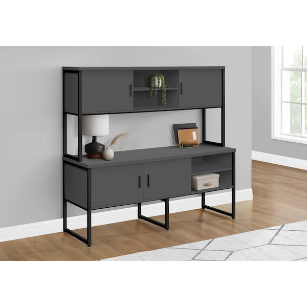 Monarch Specialties Office Credenza, 23.5 in D X 30 in W X Particle Board, Hollow-Core, Laminate, Mdf, Metal, Plastic, Grey I 7732 - main