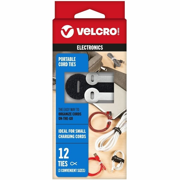 Velcro Portable Cord Ties, Cable Tie, Multi, 6PK VEL30816USA - main