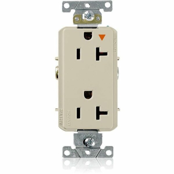 Leviton Straight Blade Receptacle, 5-20R, 20 A, 125V AC, 2 Pole, 3 Wire, Flush Mount, Single, Ivory 16362-IIG - main