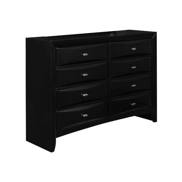 Homeroots 59" Black Solid Wood Eight Drawer Double Dresser 384017 - main