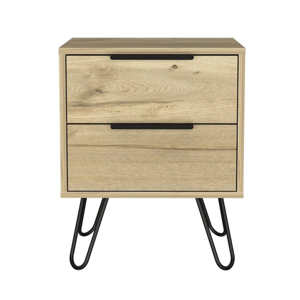 Homeroots 22" Oak Wood Two Drawer Nightstand 478278 - main