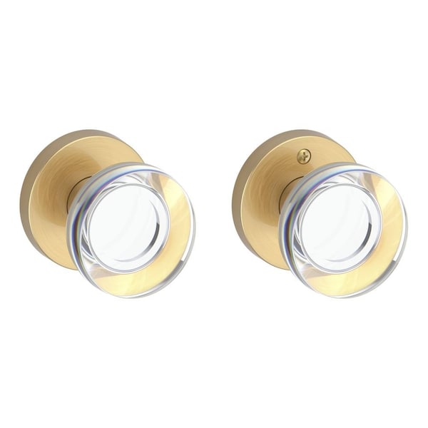 Baldwin Full Dummy Contemporary Crystal Knob and Contemporary Round Rose Lifetime Satin Brass Finish FDCCYCRR044 - main