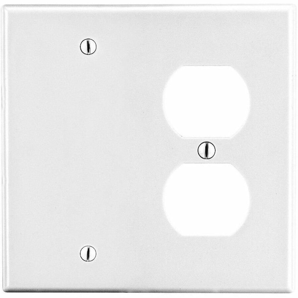 Hubbell Wiring Device-Kellems Wallplate, 2-Gang, 1) Duplex 1) Box Mount Blank, White P138W - main