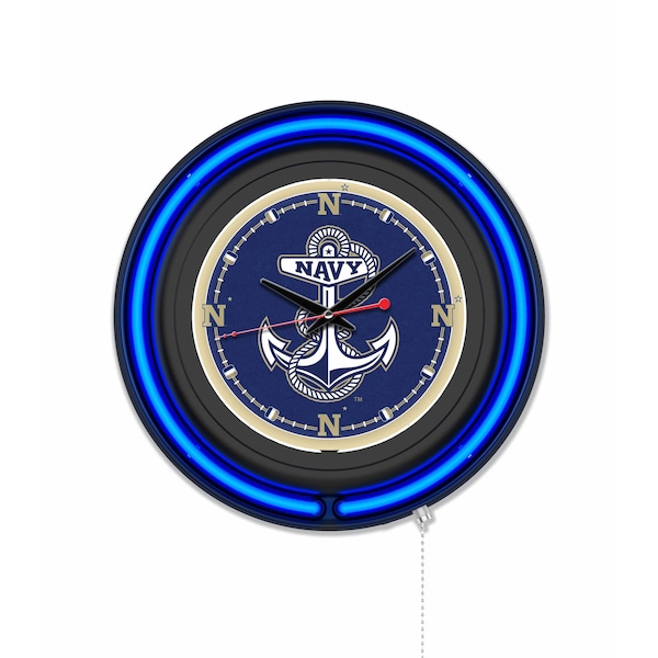 Holland Bar Stool US Naval Academy 15 Double Neon Wall Clock Clk15BK - main