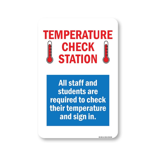 Signmission Public Safety Sign, Temperature Check Station, 14in X 10in Aluminum Sign, OS-NS-A-1014-25434 OS-NS-A-1014-25434 - main