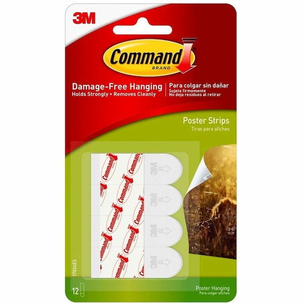 3M Command Poster Strips, White, 12/Pack 17024ES - main