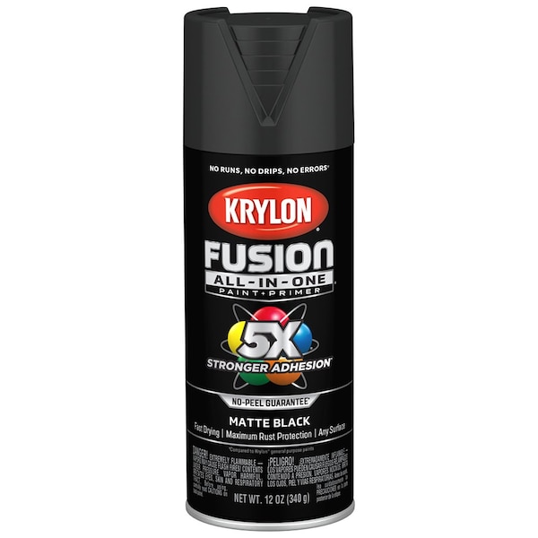 Fusion All-In-One 12 Oz Krylon Black Paint & Primer Spray Paint, Matte K02754007 - main