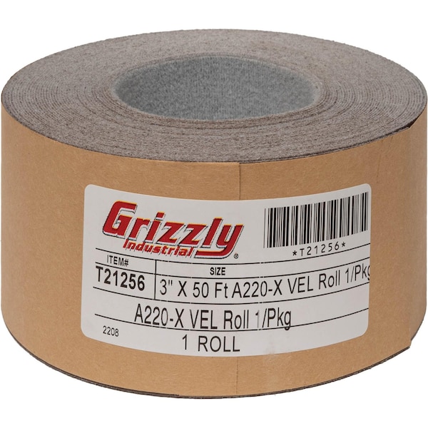 Grizzly 3" x 50' A/O Sanding Roll 220 Grit, H&L T21256 - main