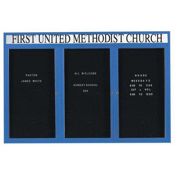 Aarco Outdoor Enclosed Directory w/ Al Frame Header, Powder Coated Blue, 48''Hx72''W OADC4872-3HB - main