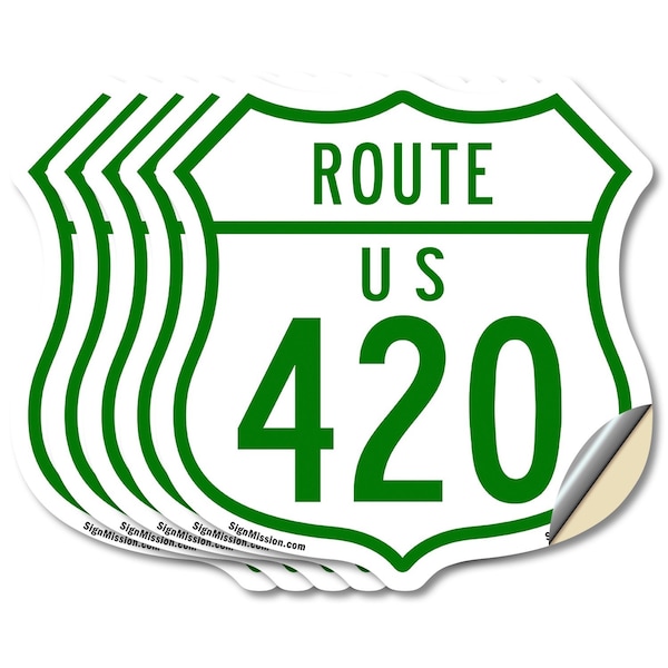 Signmission Route Marker Shield Sign Us 420, 4 inch X 4 inch, Vinyl Decal, 5PK SHI-D-5PACK-4-477 - main