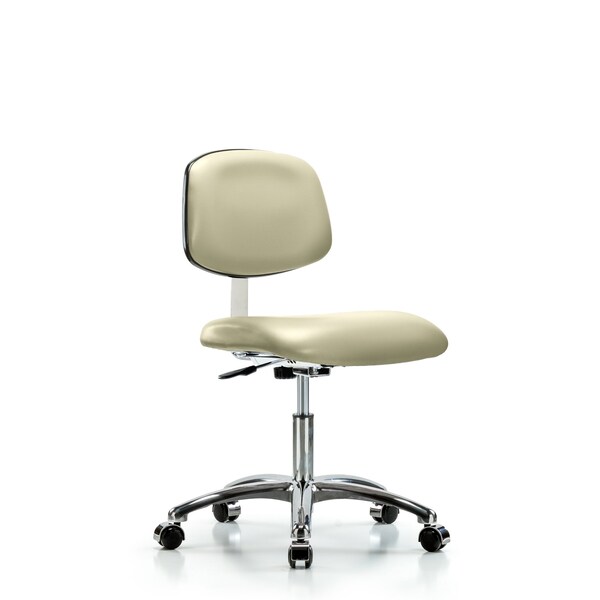 Blue Ridge Ergonomics Clean Room Chair Desk Chair, Vinyl, Chrm, Casters, Wht, CL10, 18" to 23" Height, Vinyl, Adobe White BR-CLR-VDHCH-CR-CC-8501 - main