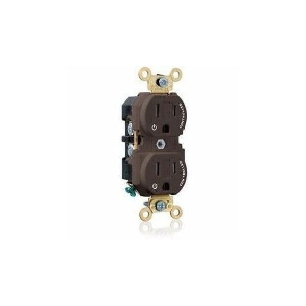 Leviton Dup Rec 15A 125V TR 2MCtrl Self-Gr Brn 5262-2P - main