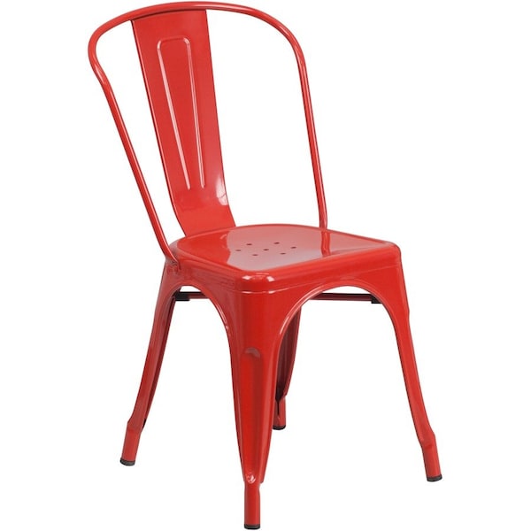 Flash Furniture Red Metal Indoor-Outdoor Stackable Chair CH-31230-RED-GG - main