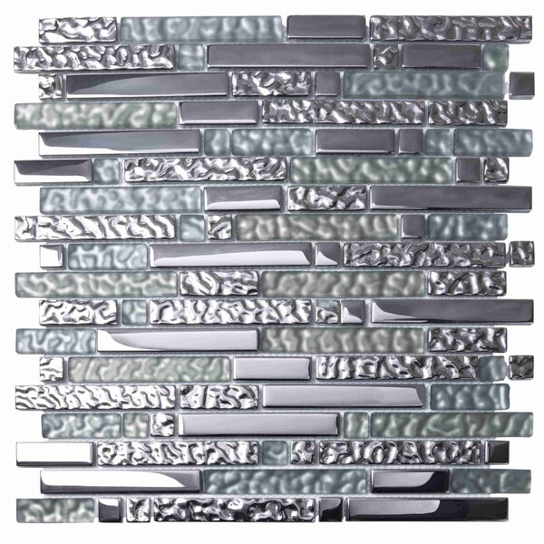Apollo Tile Silver 11.7 in x 11.8 in Glass Glossy, Matte Floor and Wall Mosaic Tile 4.79 sqft/case, 5PK APLHTC88508-MA - main